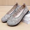 2025 New Summer Hollow Cloth Shoes Women's Round Head Embroidered Shoes Flat Sole Pure Handmade Middle-aged and Elderly Mother Shoes