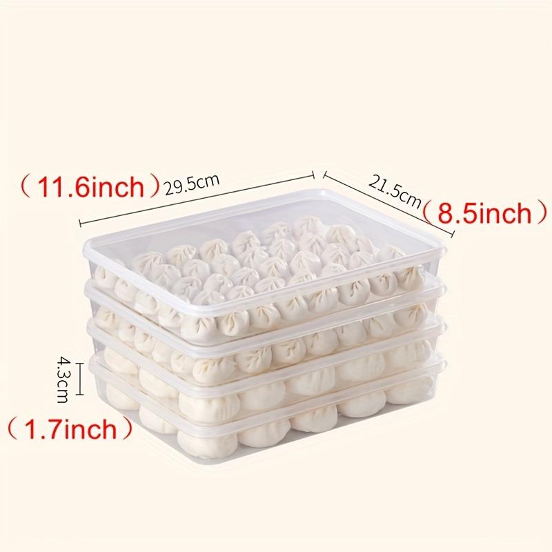 4-Pack Airtight Rectangular Dumpling Containers, BPA-Free Plastic PP Food Storage Box, Freezer-Safe with Lids