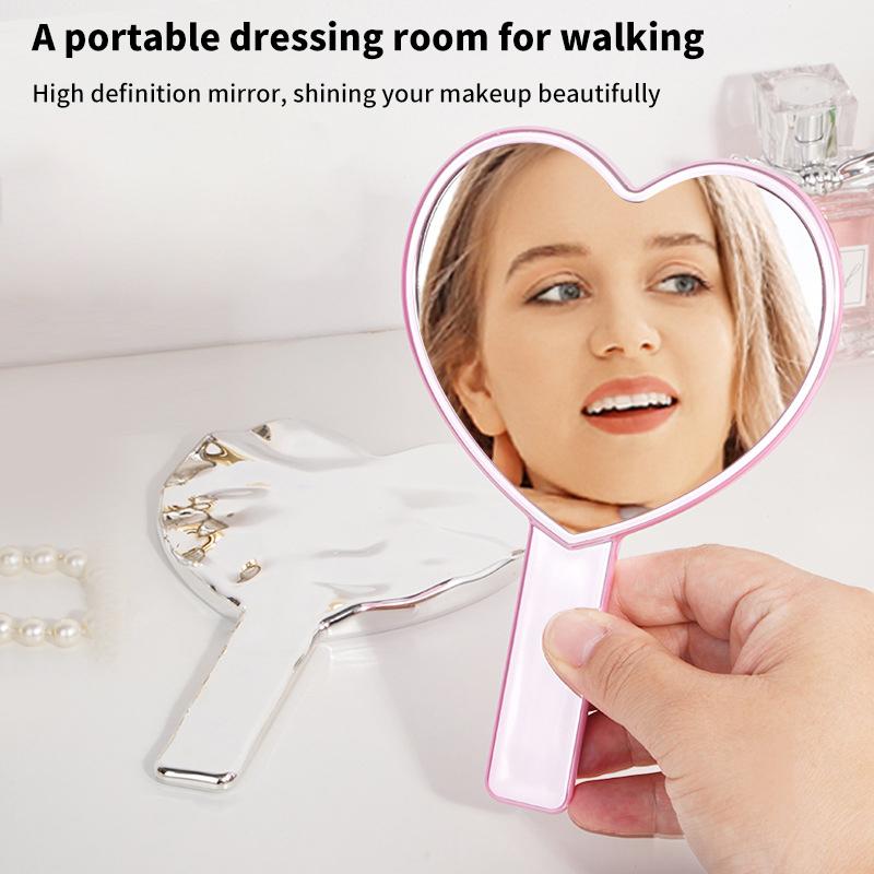 1 шт. ручное зеркало для макияжа Love Heart Mirror с женской ручкой для макияжа Косметические инструменты для красоты ручное зеркало для макияжа