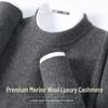 SNOWFLYING Men's Cashmere Blend Round Neck Thick Wool Sweater