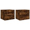 VidaXL Tables de Chevet Murales avec Lumières LED 2 pcs, Armoires de Nuit, Tables de Nuit Chambre, Moderne, Chêne Fumé Bois 836821