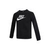 Nike Logo Print Casual Pullover Sweatshirt Kids Tops Black CV9297-011