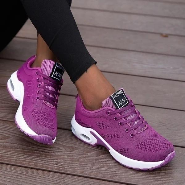 Women Running Sport Shoes Mesh Breathable Casual Sneakers Lace-up Walking Shoes Ladies Platform Sneakers Outdoor Tenis Shoes