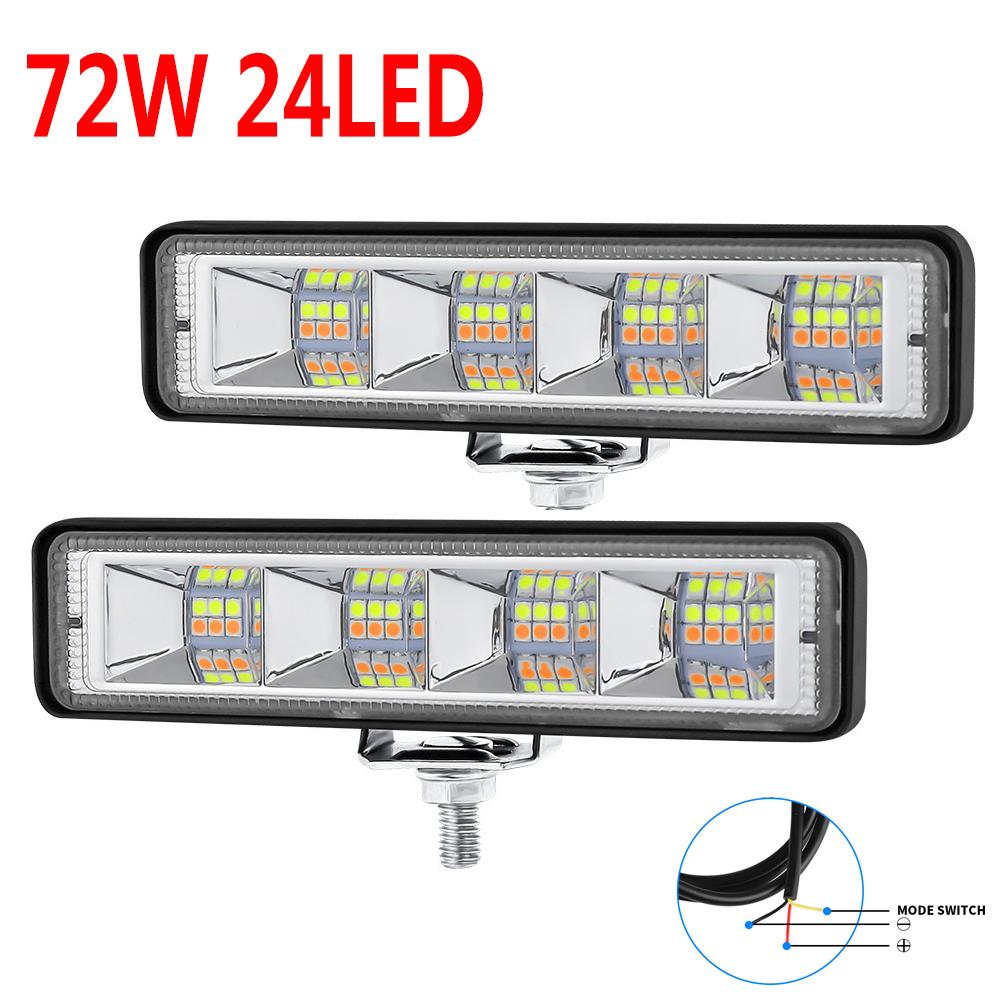 2 шт./лот 72 Вт автомобильный рабочий светодиодный рабочий фонарь 24 светодиода внедорожный внедорожник квадроцикл трактор лодка грузовик экскаватор 12-60 В светодиодный точечный прожектор комбинированный луч