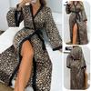 TEMU Women's Plus Size Sexy Leopard Print Satin Nightgown and Bathrobe with Long Sleeves.
