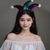 Регулируемый головной убор в стиле клоуна, фиолетовая блестящая ткань, отделка помпонами, аксессуар для волос для костюма на вечеринку
