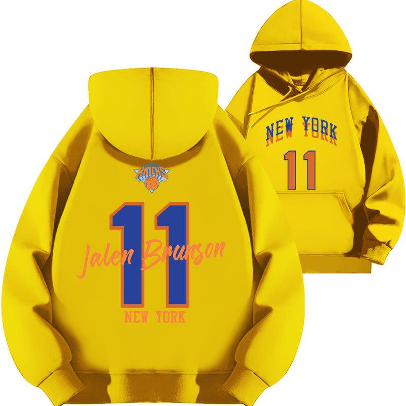 Баскетбольная толстовка Jalen Brunson Knicks 2025 года с плюшем для осени