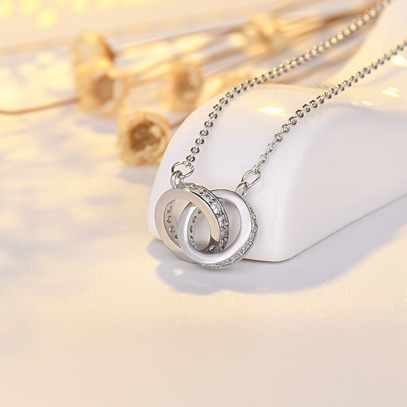 Ожерелье с двойным кругом из розового золота, украшение, подвеска, аксессуары, ключичная цепочка, цепочка Power