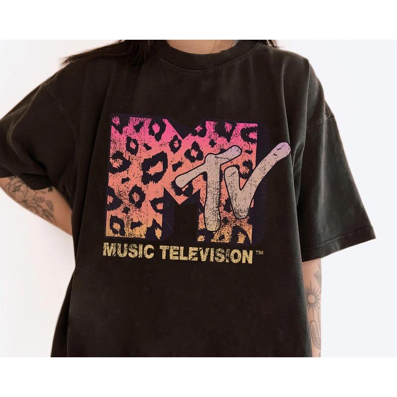 MTV Музыкальное ТВ Ретро Уличный Летний Новый Стиль Унисекс Повседневная Мода Хлопковая Футболка