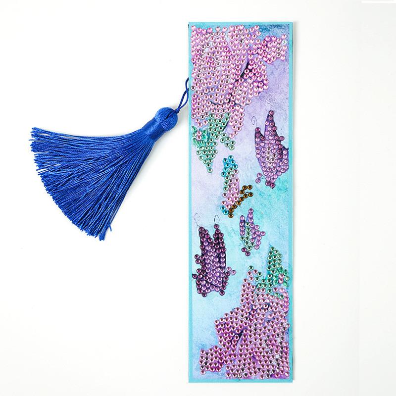Cartoon Animal Flower 5D Diamond Painting Bookmark Kits DIY Mosaic Gift Special Shaped Diamond Tassel Leather Bookmark