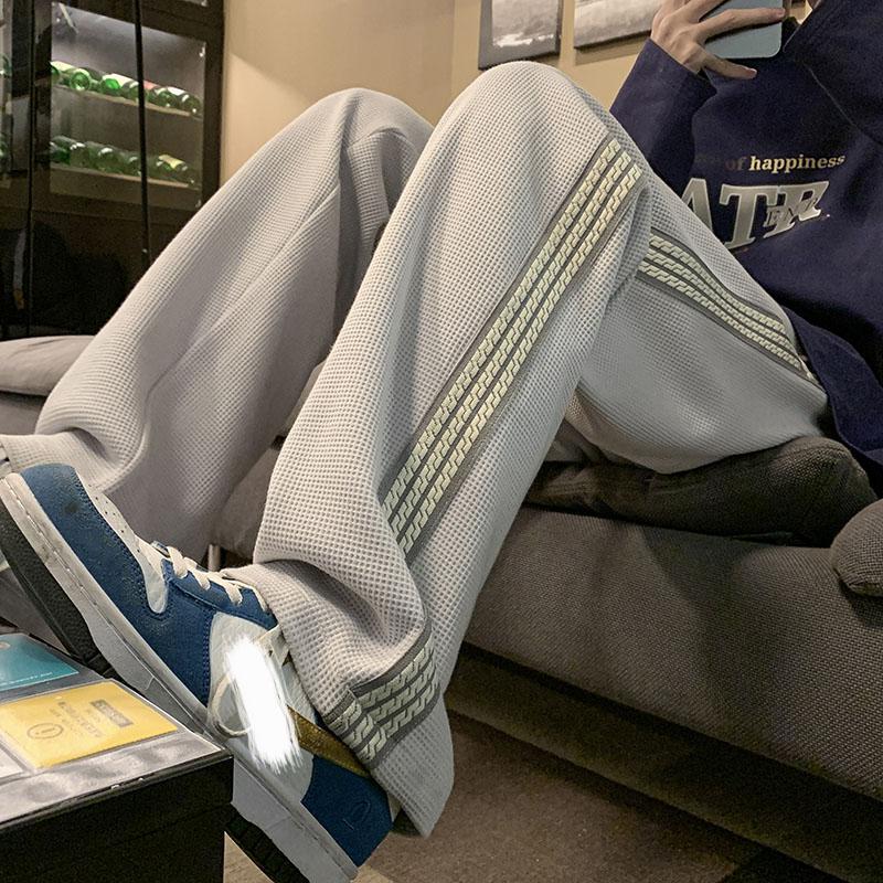 Мужские повседневные брюки, клетчатая полосатая вязаная верхняя одежда, уличная одежда в стиле Харадзюку, спортивные штаны, брюки, корейская зимняя одежда, стиль 2023