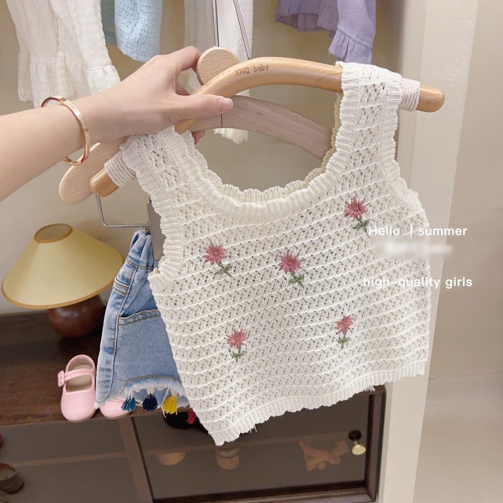 Стильный летний наряд для девочек Комплект из двух предметов Включает вязаный жилет и джинсовые шорты