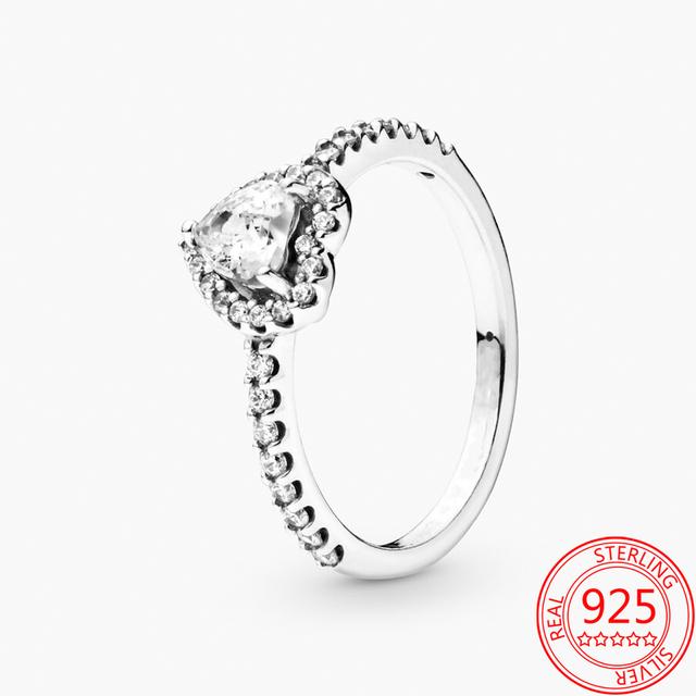 Классическое кольцо из стерлингового серебра 925 пробы, куполообразное золотое кольцо в форме сердца, обручальное кольцо для женщин, модные ювелирные изделия