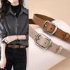 New Two-layer Leather Women's Pin Buckle Belt Casual and Versatile Retro Leather Belt Women's Japanese Buckle Jeans Belt