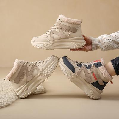 Женская высокая мода модные легкие зимние теплые меховые сноубутсы на мягкой подошве с подкладкой, нескользящие повседневные кроссовки, хлопковые ботинки, поп-обувь