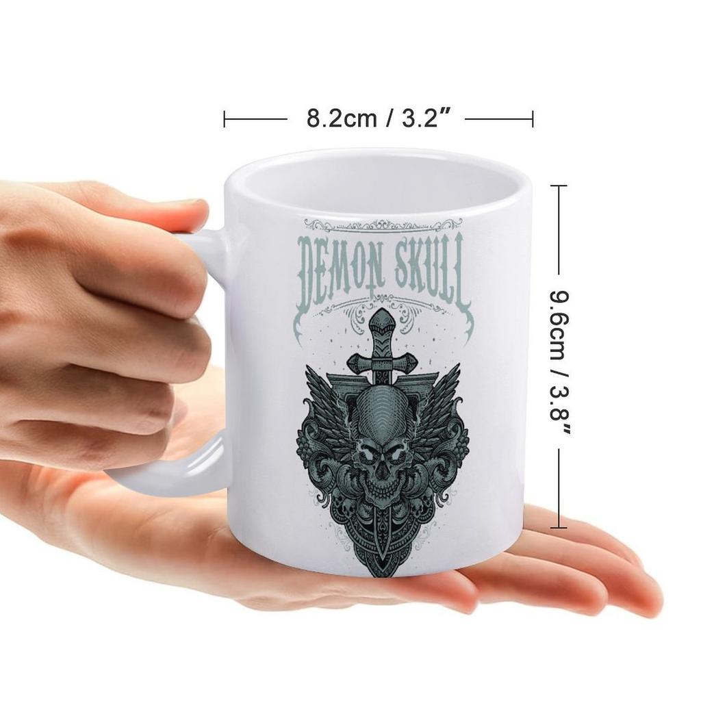 11oz White Coffee Cup with Printed Surface On Both Sides, Durable Ceramic Body and Smooth Grip for Daily Warm Drink Lovers