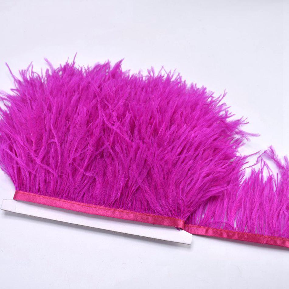 100CM Natural Ostrich Feather Trim Ribbon Crafts DIY Boho Wedding Dresses Sewing White Plume Tape Party Home Decoration