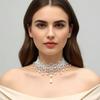 1 шт. Белое кружевное ожерелье в стиле феи, Свадебные аксессуары, Стильная ретро цепочка на ключицы для женщин, Регулируемая