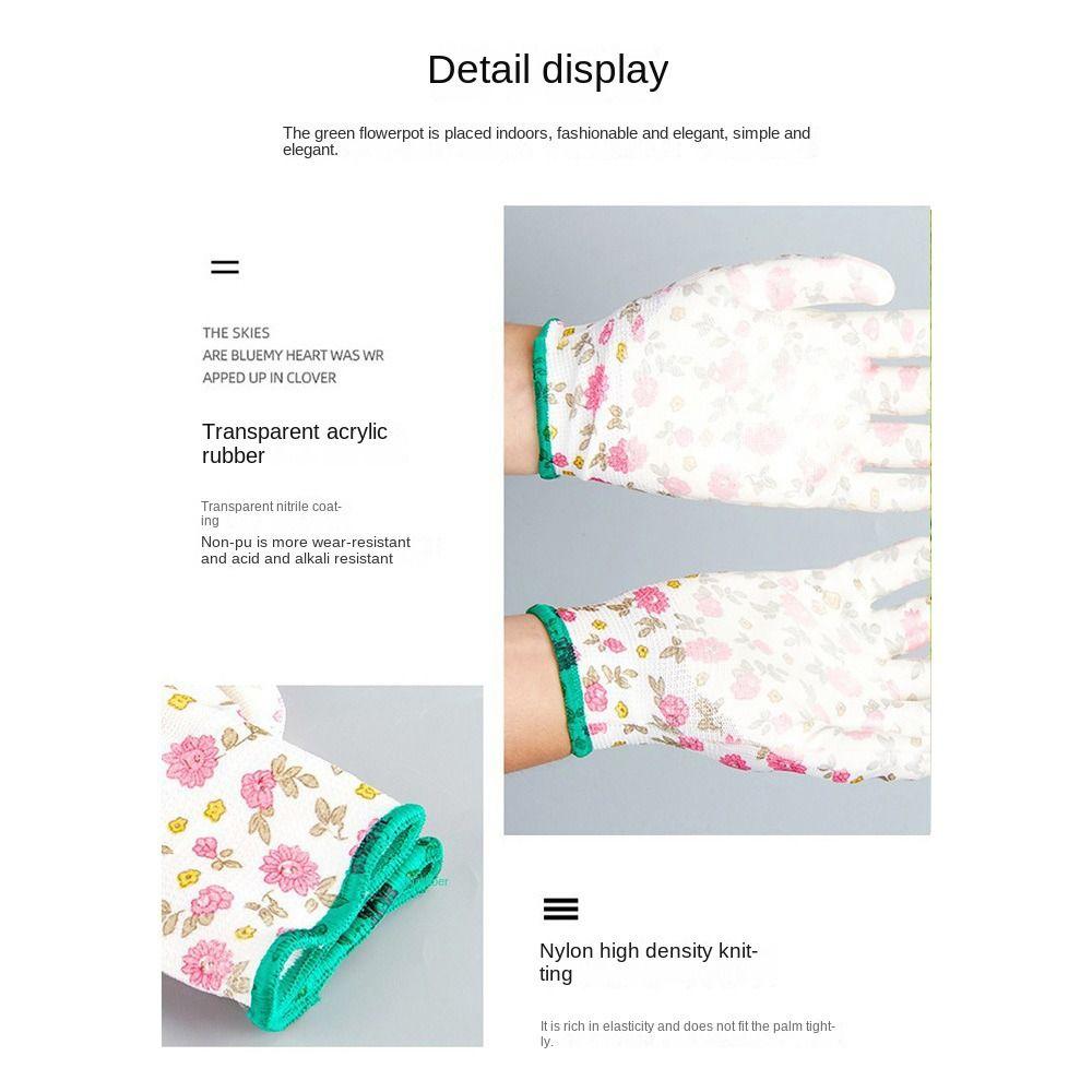 Детские садовые перчатки с розовым цветочным узором, нитриловые защитные варежки, рабочие перчатки для детей/взрослых