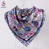 [BYSIFA] Navy Blue Chinese Roses Large Square Scarves New Female Elegant Large Silk Scarf Fashion Ladies Accessories 90*90cm