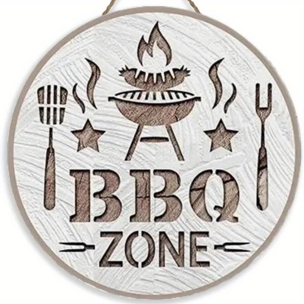 1 шт. 2d плоский круглый деревянный знак для зоны барбекю - 20 см, декоративная доска для вечеринки на открытом воздухе в стиле ретро с изображением папы-барбекю, слоган с правилами барбекю в стиле ретро, украшение для дома и гаража