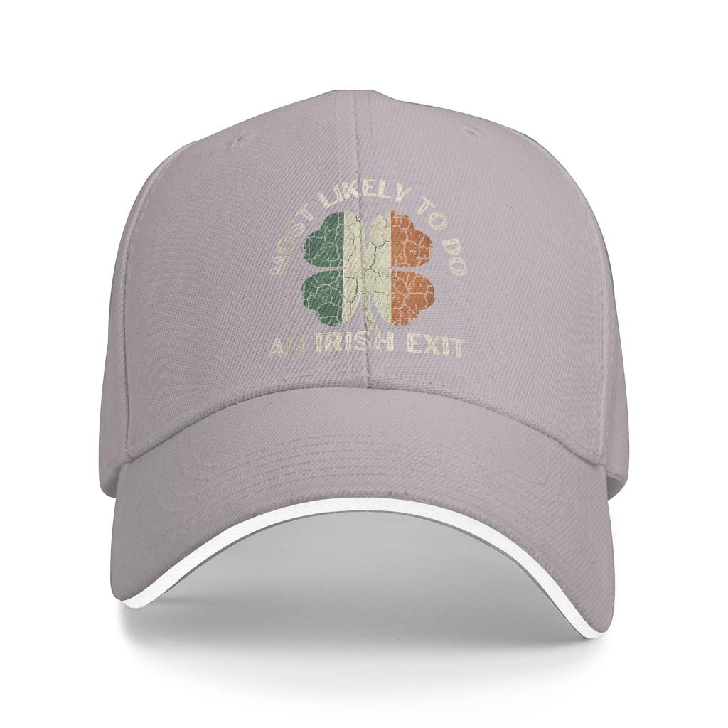 Most Likely to Do an Irish Exit Goodbye Funny St Patricks Casual Baseball Cap Summer Trucker Hat Sun Running Hippie Snapback Cap