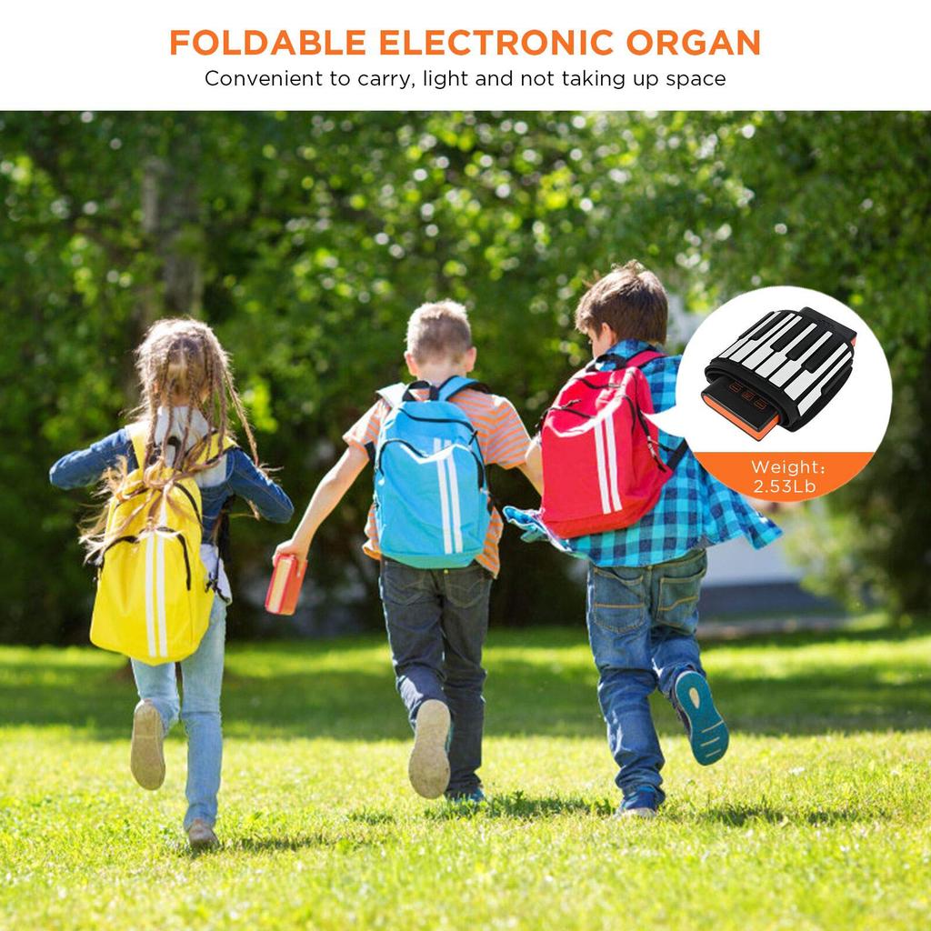 Пианино скручивающееся 88 клавиш Перезаряжаемое Портативное Электрическое Складное Пианино со 128 Ритмами 128 Звуками для Начинающих