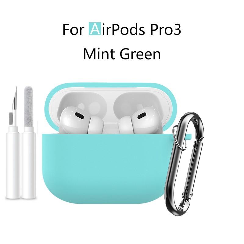 Новый 2025 Чехол для Apple Airpods Pro 3 Мягкий силиконовый Полная защитная крышка с чистящим набором и брелком для чехла Airpods Pro 3