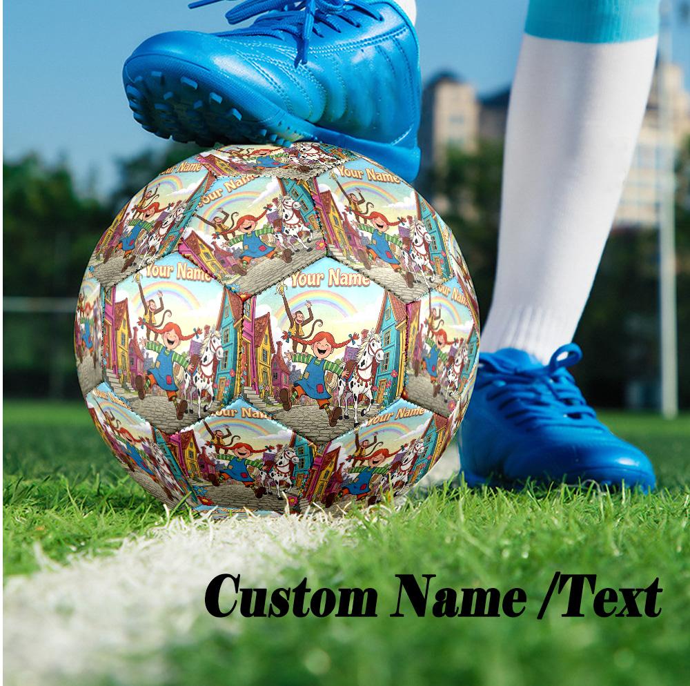 Custom Text Size 5 Soccer Ball, Standard Match Football For OutdoorBibi & Tina