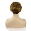 TikTok Wig Women Short Golden Straight Hair Oblique Bangs Synthetic
