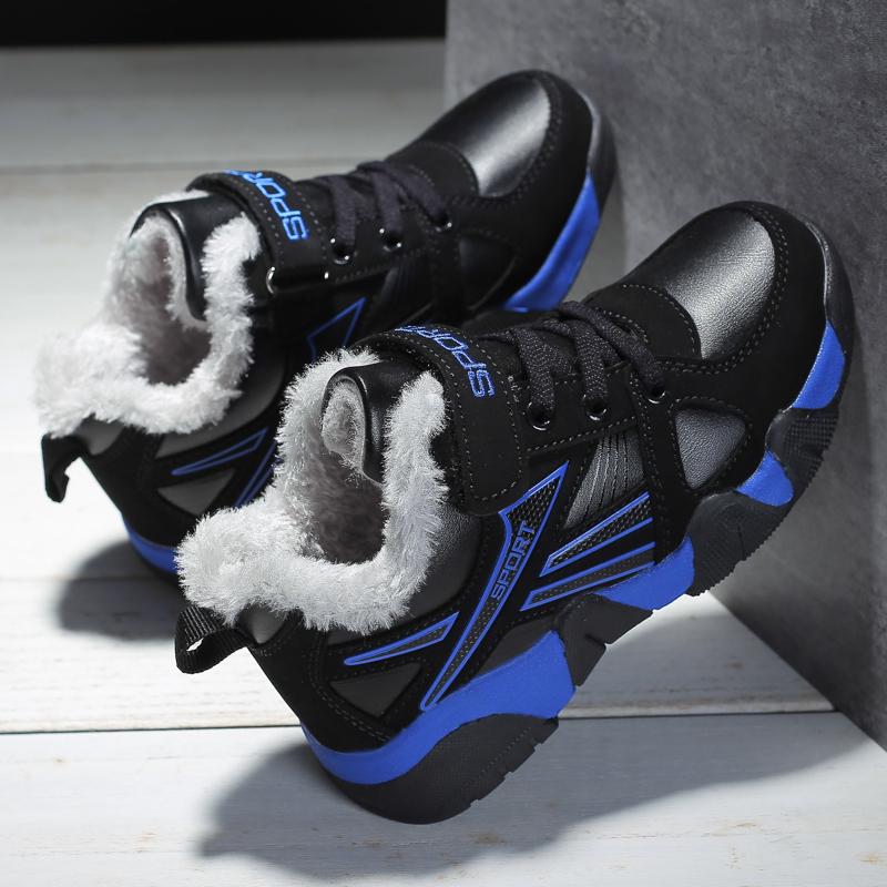 Winter Children's Fashion Velcro with Velvet Warm Outdoor Sports and Leisure Shoes Cotton Shoes Snow Boots 28-40