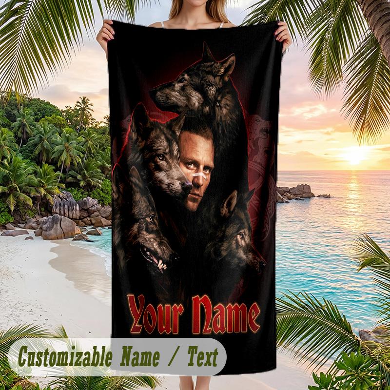 Kontra K Beach Towel, Personalized Custom Name Text, Quick Dry Large Absorbent Towel For Beach Pool