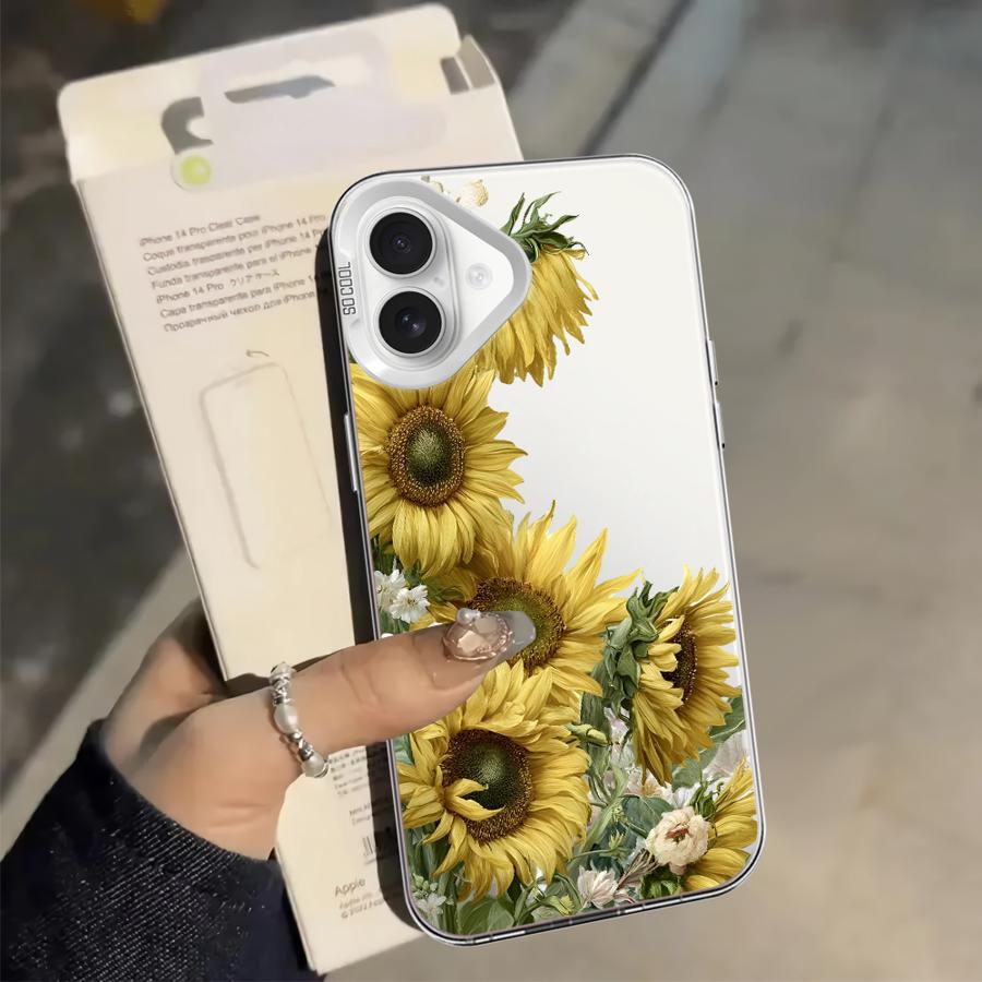 Задняя крышка-чехол для телефона для iPhone 17 Pro Max 11 Air XR 12 13 Pro 15 Plus XS 16 14 Модный подсолнух Арт