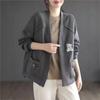 Korean Cartoon Embroidery Long Sleeves Personality Coat Woman Autumn Niche Loose Solid Color Coat
