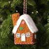 Seasonal Home Festive Accent Plush Christmas House Hanging Ornament, Fabric Gingerbread Cabin Pendant with Tiered Tray Display Figurine Rope,