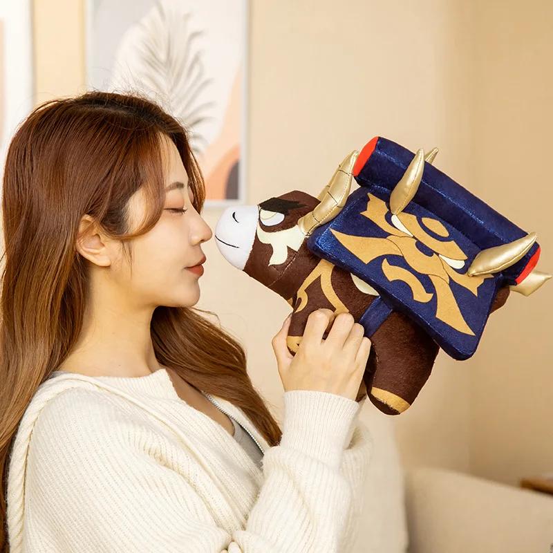 30СМ Горячая Genshin Открытый Мир Приключенческая Игра Аратаки Итто Может Быть Разобран Маленький Красный Бык Чо Мультяшная Большая Плюшевая Игрушка Подарок
