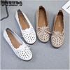 Comfortable Soft Sole Flat Single Shoes Breathable Hollow Bow Design Women's Casual Work Shoes Artificial Soft Leather Shallow Mouth Slip-on