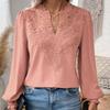 Women's Spring and Autumn Shirts, Bottoming Shirts, V-neck Lace Stitching, Solid Color Tops, Shirts, Casual Women's Clothing