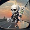Skeleton Rose Pendant Car Rearview Mirror Ornament Acrylic 2D Bag Pendant Halloween Christmas Decoration Gift for Car Enthusiasts