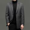 Double-sided Woolen Coat for Men In Winter Thick Suit Collar Plaid Coat Middle-aged Dad Removable Down Liner