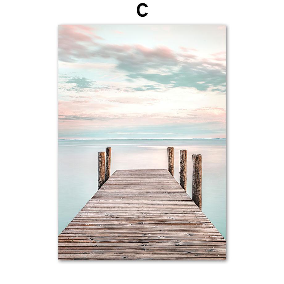 Wall Art Print Calm Beach Waves Raft Road Turtle Shells Reed Canvas Painting Nordic Poster Decoration Pictures For Living Room