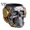Durable Resin Pencil Holder Skull Pen Holder, Spooky Makeup Brush Industrial Style Cup Multi-functional Desktop Organizer for Home Office, Halloween
