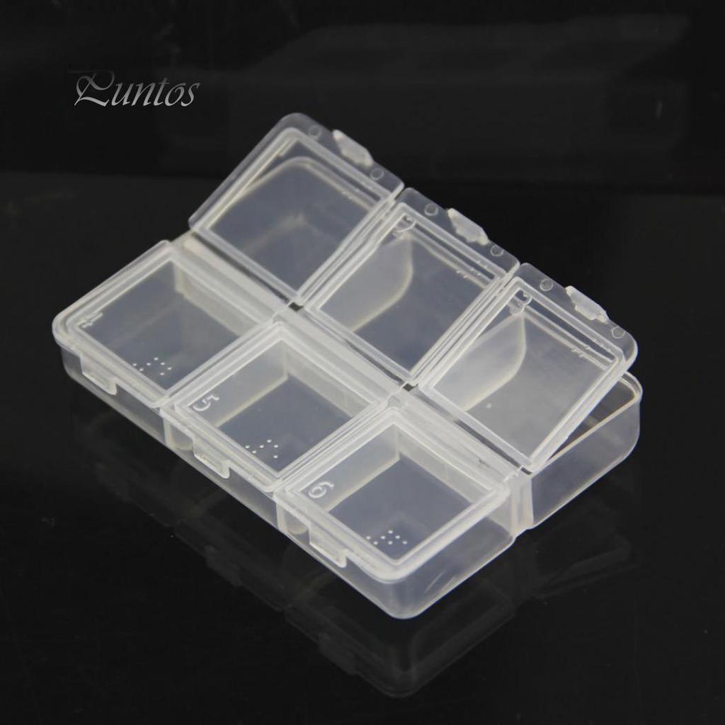 Пустой прозрачный шрифт Брайля, 6 ячеек, таблетки, лекарства, чехол для хранения лекарств, пластиковая коробка, портативный