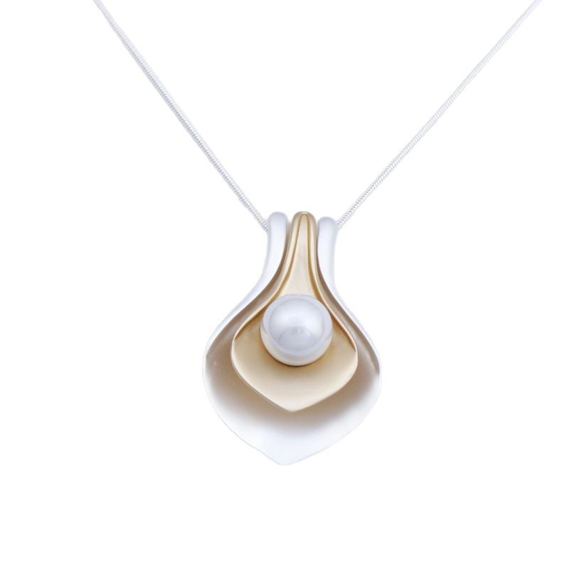 New Matte Double-layer Petal Long Pendant, Women's Exaggerated High-end Geometric Petal Long Necklace