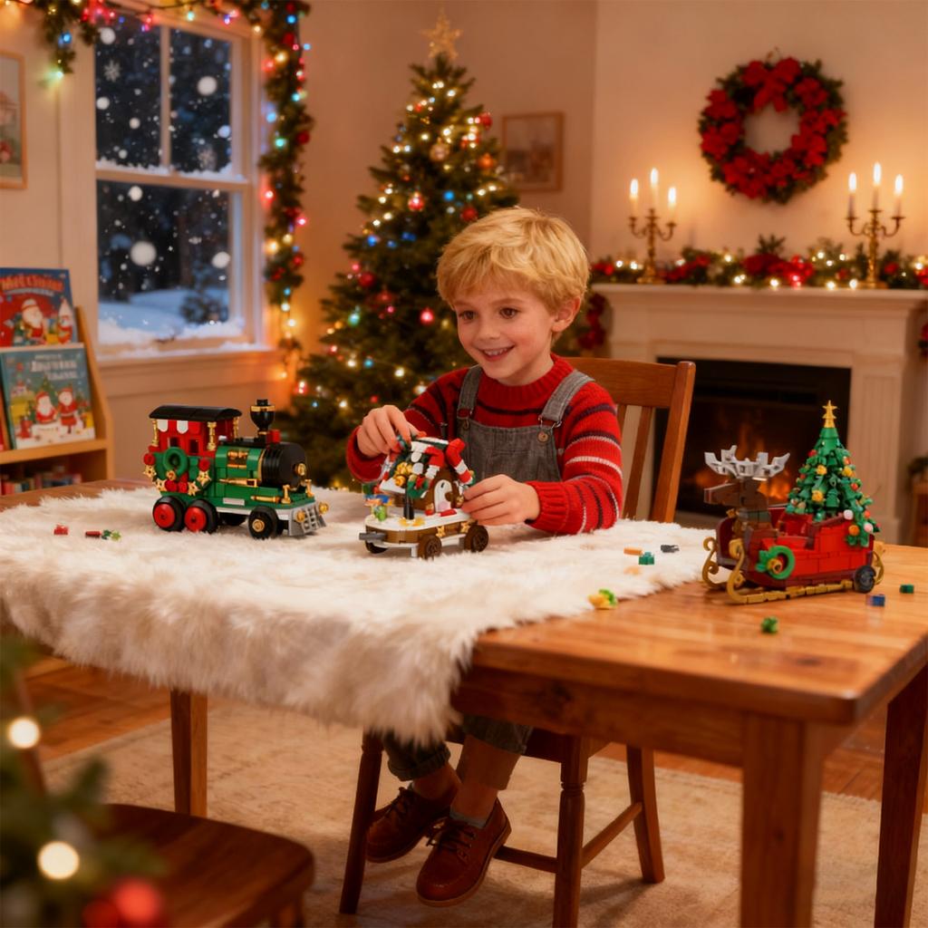 Christmas Buliding Kits Train Set Toys Stocking Stuffers With Christmas Tree And Elk 806 Pieces For Xmas Birthday For Boys Girls Kids Ages 6 +