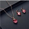 European & American Bridal Jewelry Set: Peach Heart Apple Love Pendant Necklace & Earrings