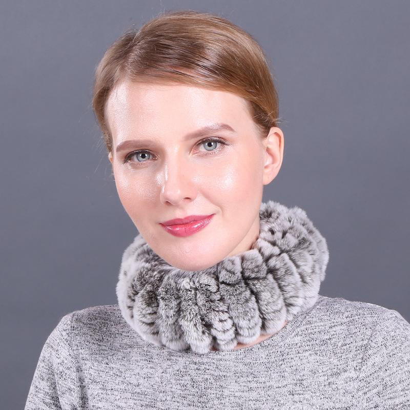 Женский осенне-зимний пуловер, теплый воротник двойного назначения, эластичный тканый меховой шарф из кроличьей шерсти Wai Rex
