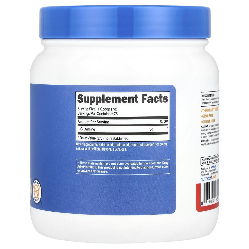L-Glutamine, Fruit Punch, 500G(17.9Oz)