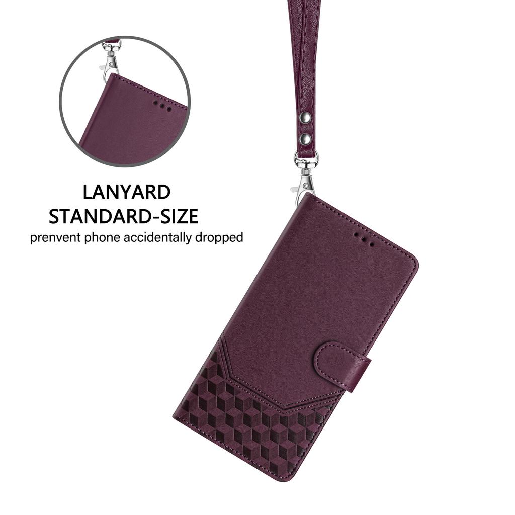 For Xiaomi 15T Pro Case Imprinted Honeycomb RFID Blocking Leather Phone Cover with Strap