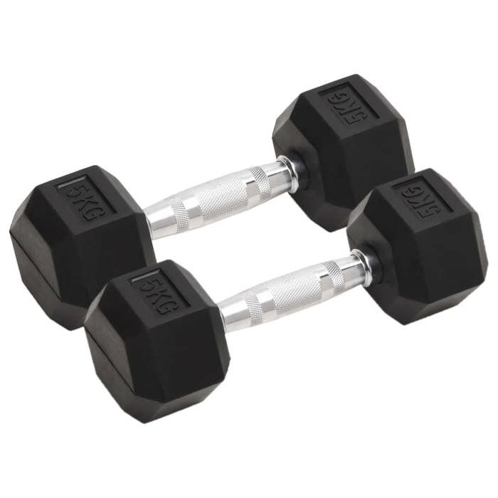 VidaXL Dumbbells 2 Pcs 10 Kg Total Cast Iron, Dumbbell Set, Hex Dumbbell, Weight Plate, Weight Bar 93601